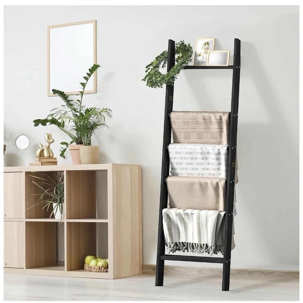 Blanket Ladders For The Living Room 6 Tier Blanket Holder Wall Leaning Blanket